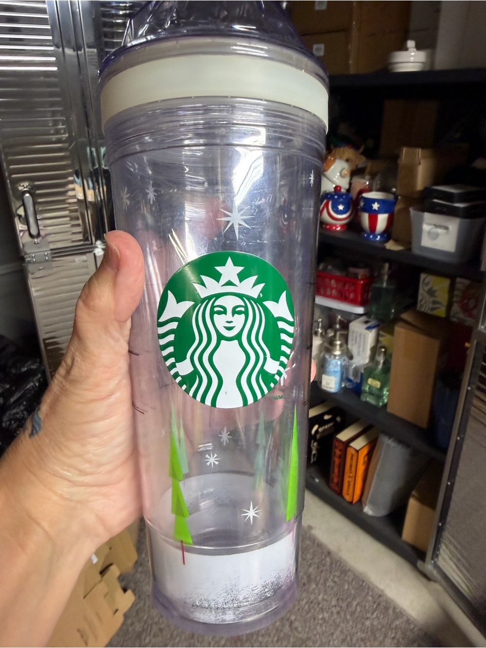 Starbucks Clear Customable Tumbler with Green Logo and Lime Tree Accents